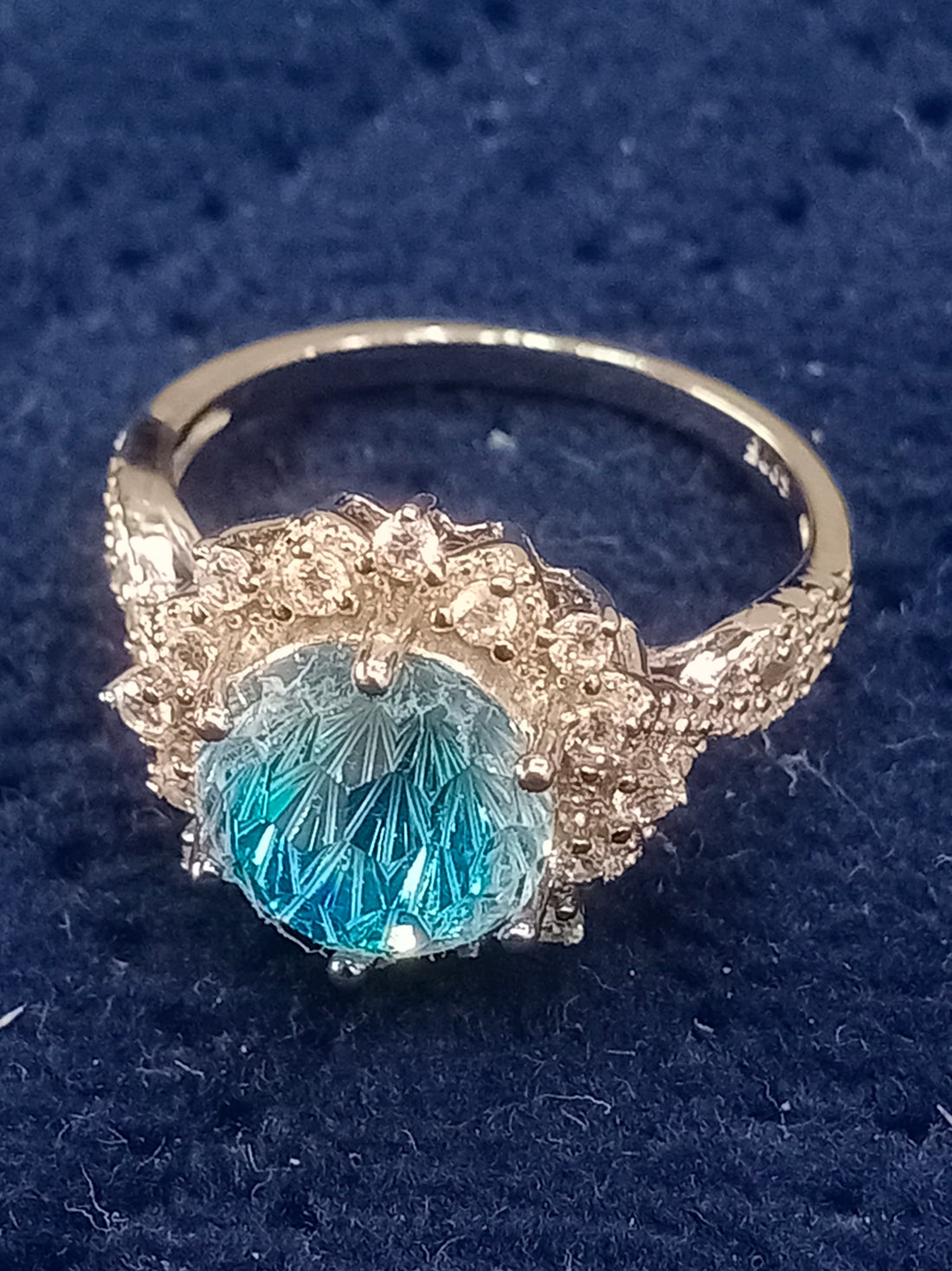 Celestial Blue Halo 925 Sterling Silver Ring