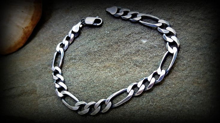 Silver Figaro Chain Bracelet – Bold & Timeless Style