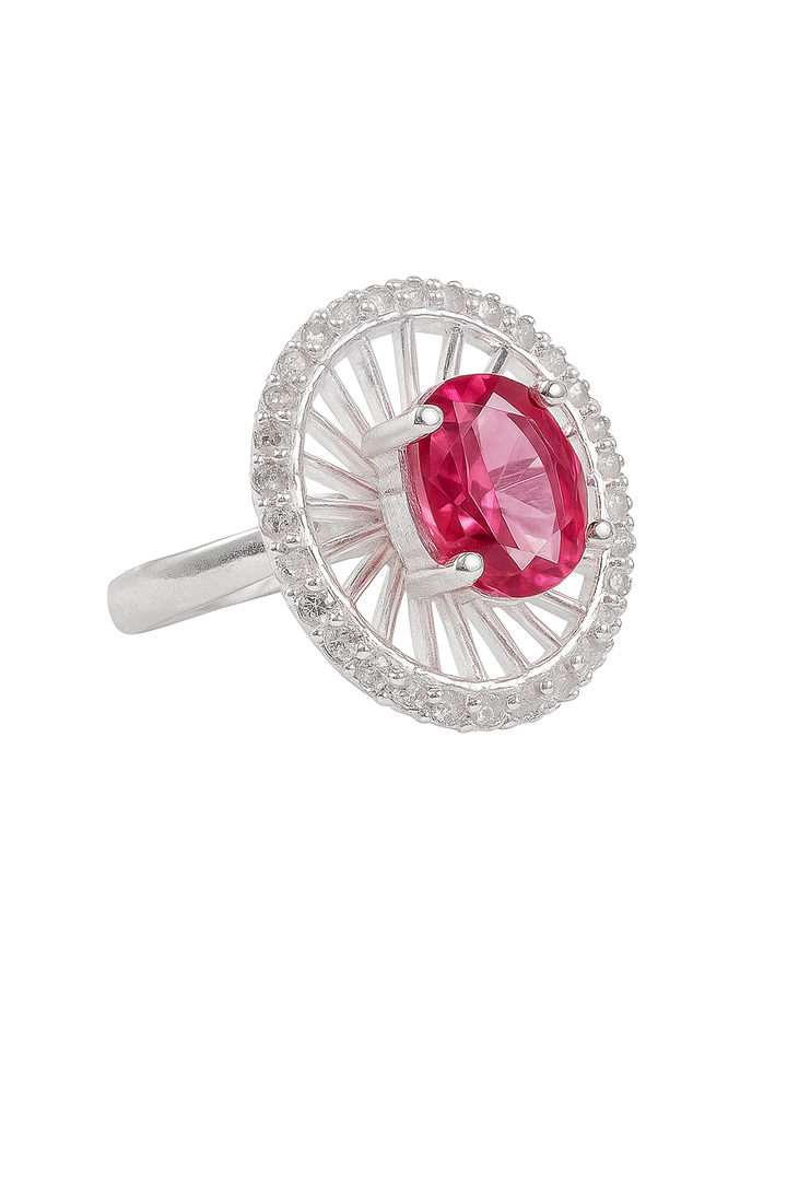 Celestial Radiance Ring – Pink Zircon in Silver