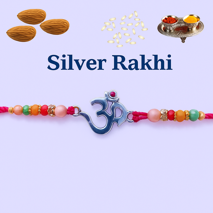 Silver Om Rakhi – Spiritual Beaded Thread