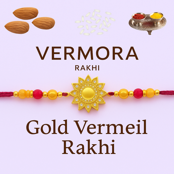 Gold Vermeil Floral Rakhi – Radiant Bloom by Vermora