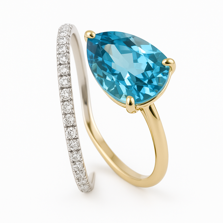 Vermora Aqua Teardrop Elegance Ring