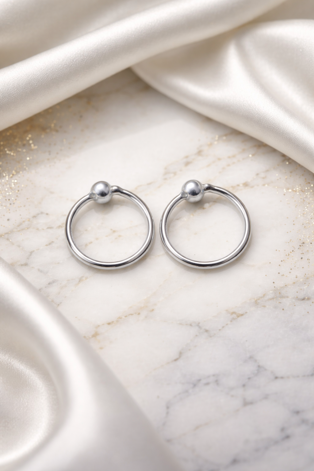 Classic Ball Lock 925 Sterling Silver Hoop Earrings