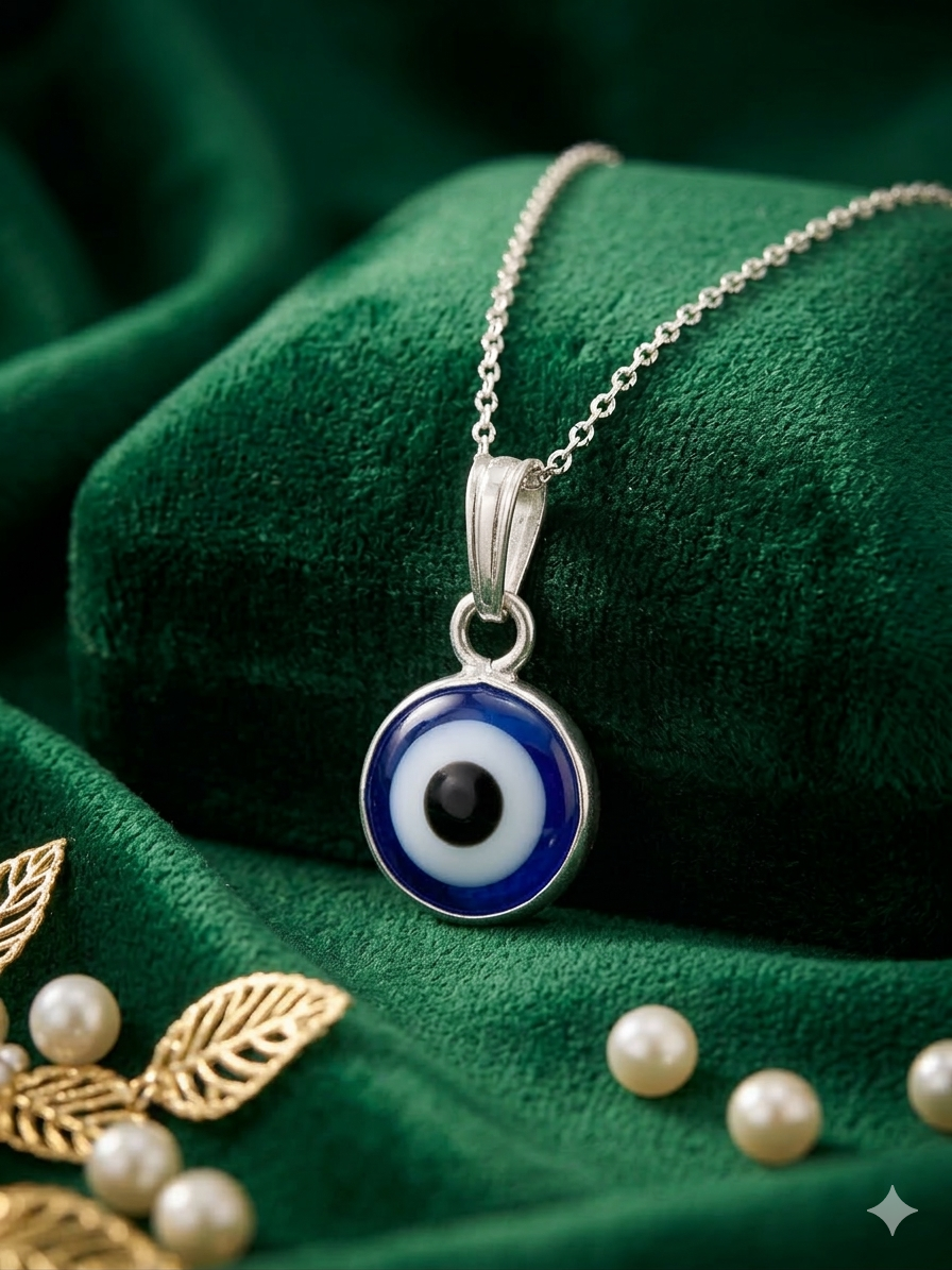 Traditional Silver Nazar Pendant with Deep Blue Turkish Eye