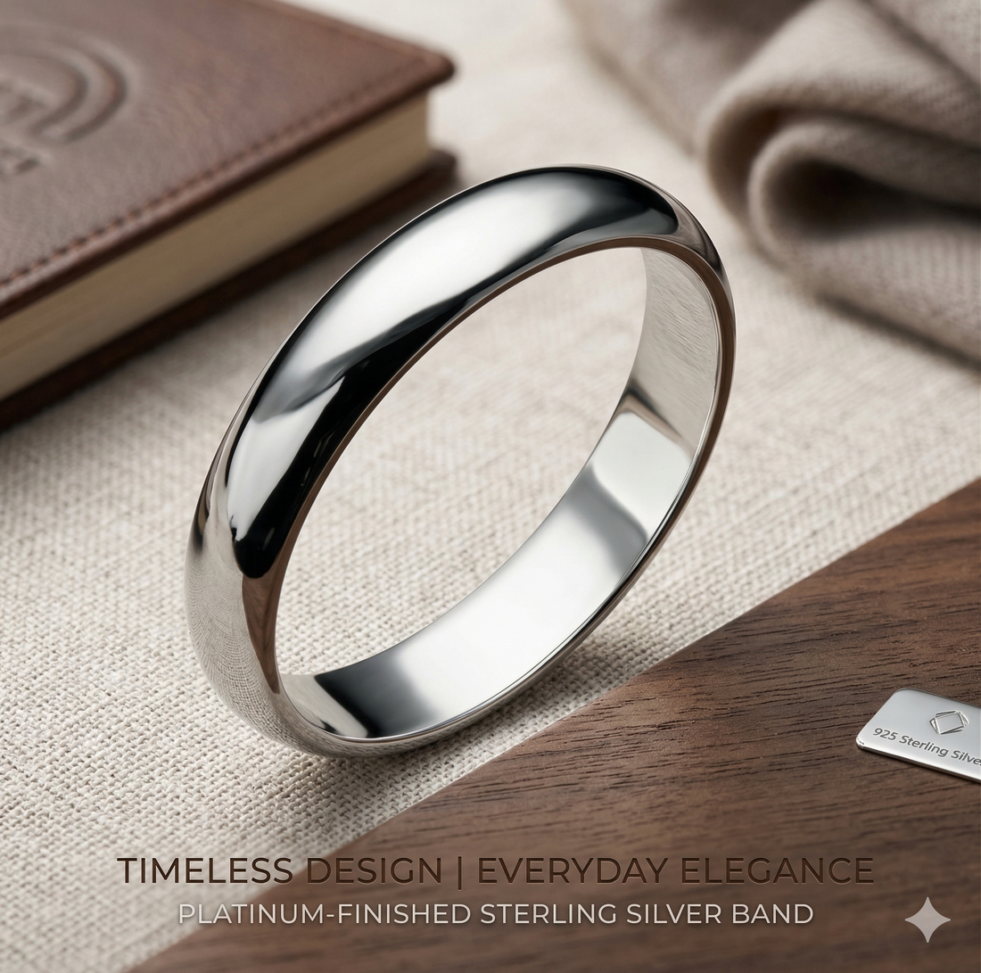 Solid 925 Sterling Silver Plain Band Ring | Classic Unisex Challa