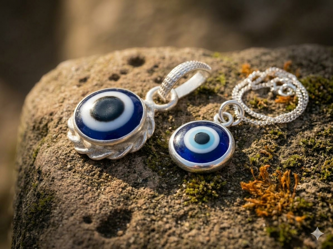 Traditional Silver Nazar Pendant with Deep Blue Turkish Eye