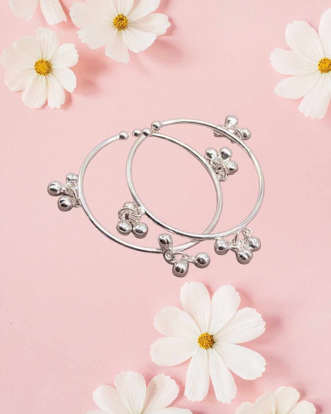 Silver Baby Bangles with Ghungroo