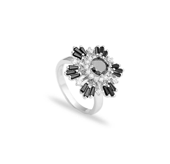 Midnight Bloom Black Stone Ring