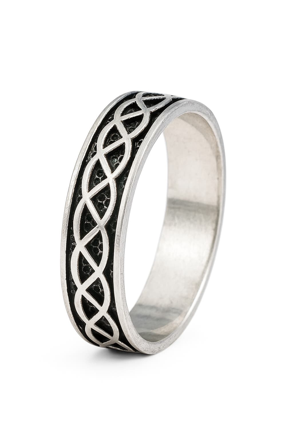Oxidised Celtic Band Ring in  Silver – For Men