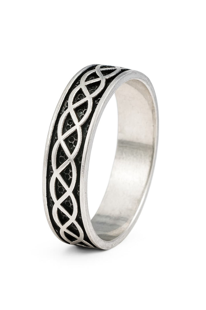 Oxidised Celtic Band Ring in  Silver – For Men