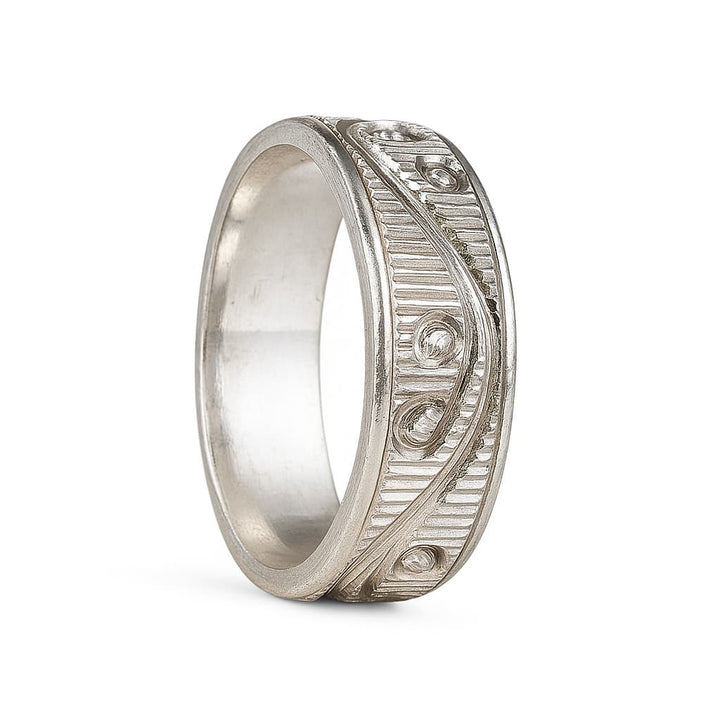 Textured Pattern Men’s Ring in Silver – Elegant Everyday Band