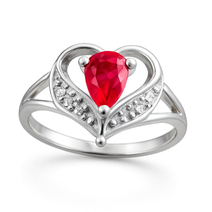 Heart Spark Ruby Ring in Silver – Romantic Edition
