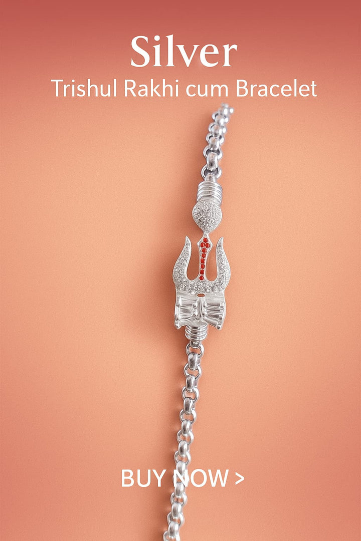 Mahadev Trishul – Silver Rakhi Bracelet for Men