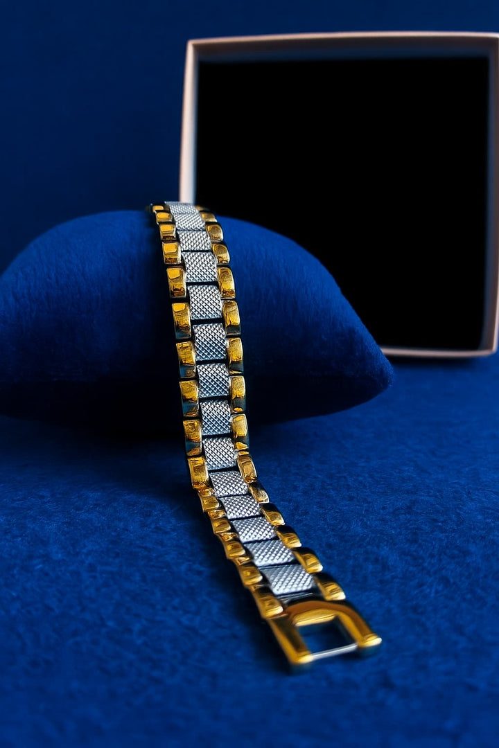 Dual-Tone Designer Gents Bracelet