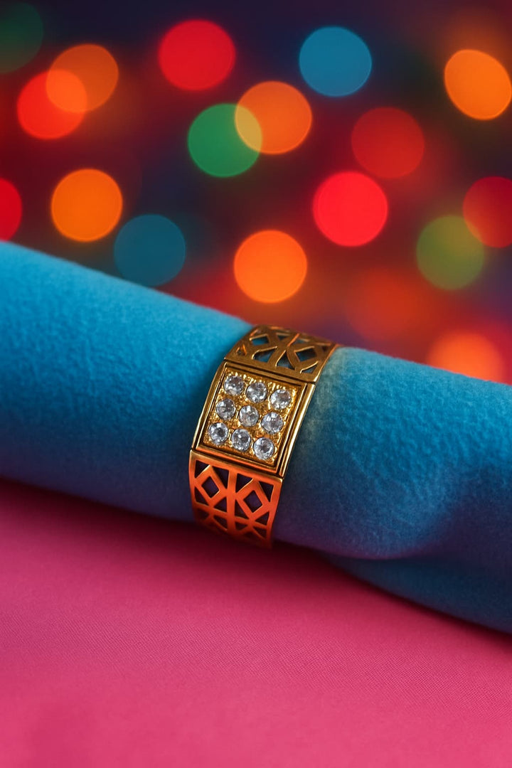 **Regal Grid Gold Vermeil Ring**