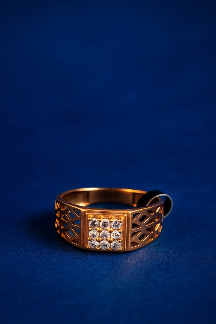Regal Geometric Gold Vermeil Men’s Ring | Vermora