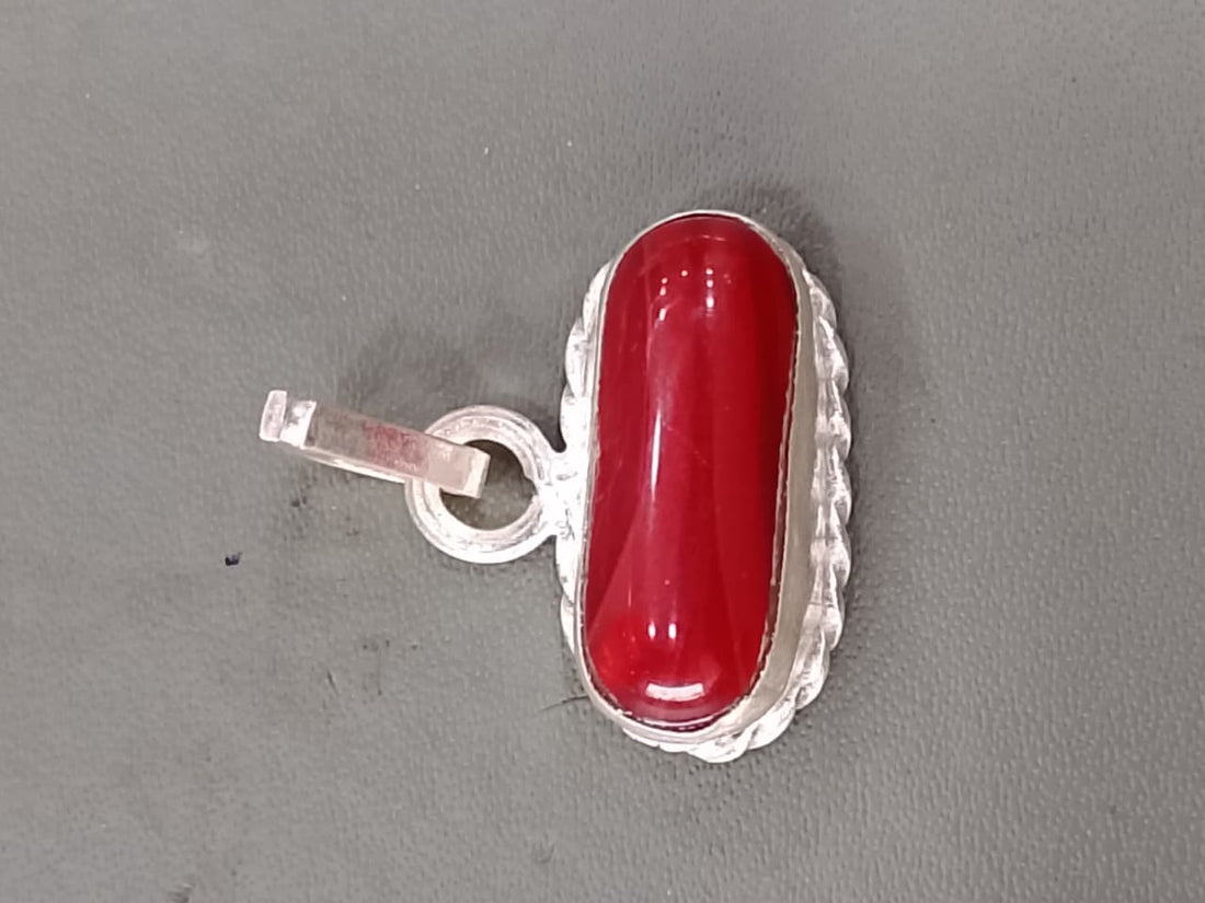 Pure Silver Red Coral (Moonga) Capsule Locket
