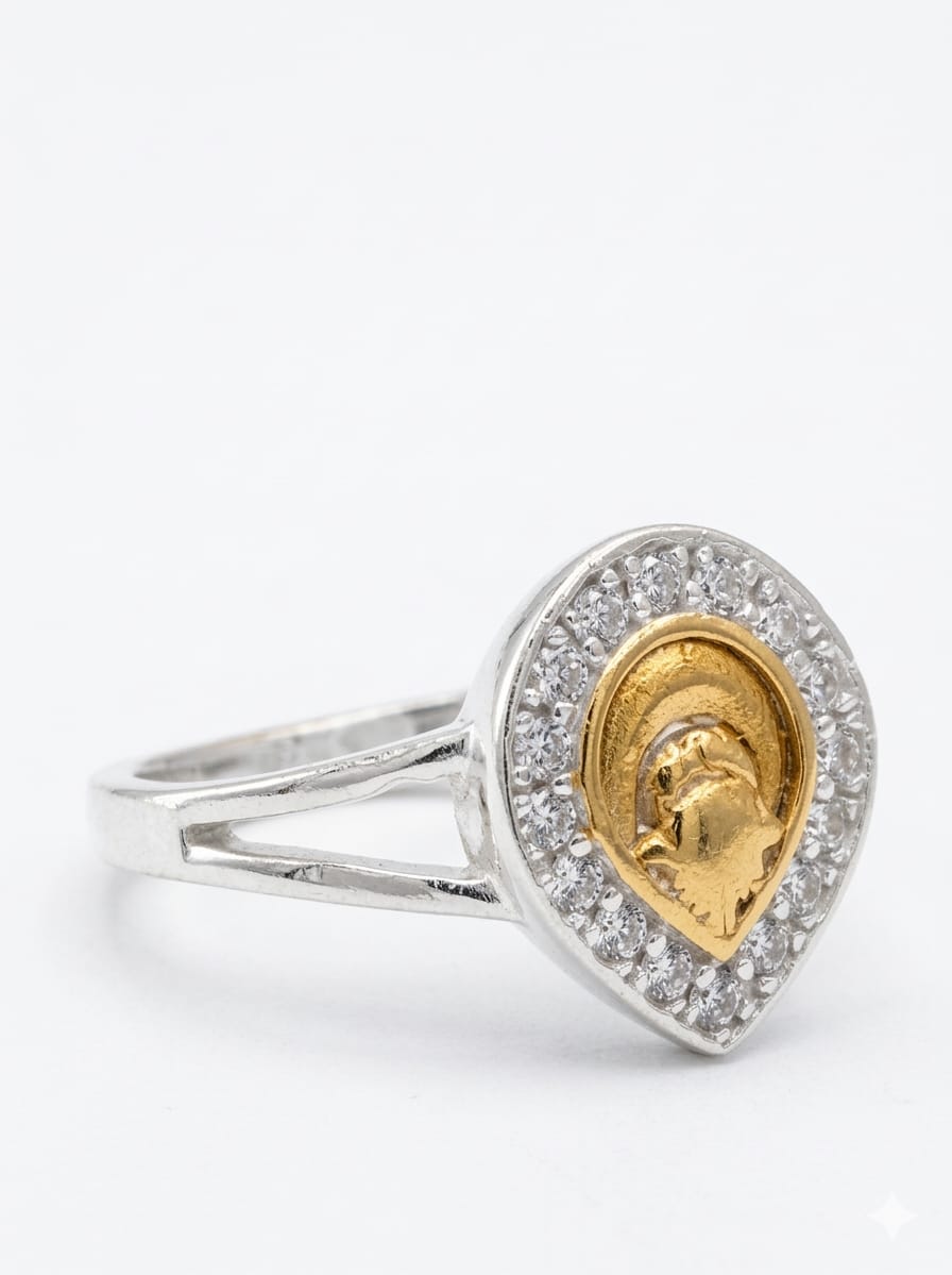 Pure Silver Encrusted Two-Tone Ring