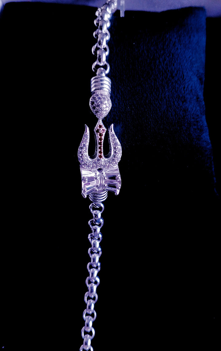 Mahadev Trishul – Silver Rakhi Bracelet for Men