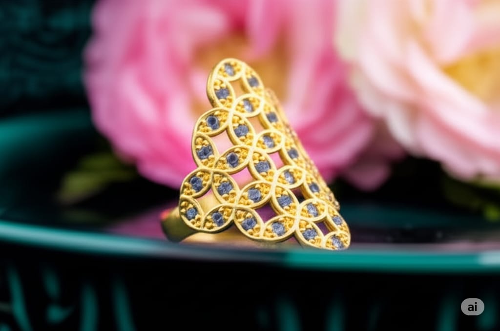 Blue Bloom Gold Vermeil Ring