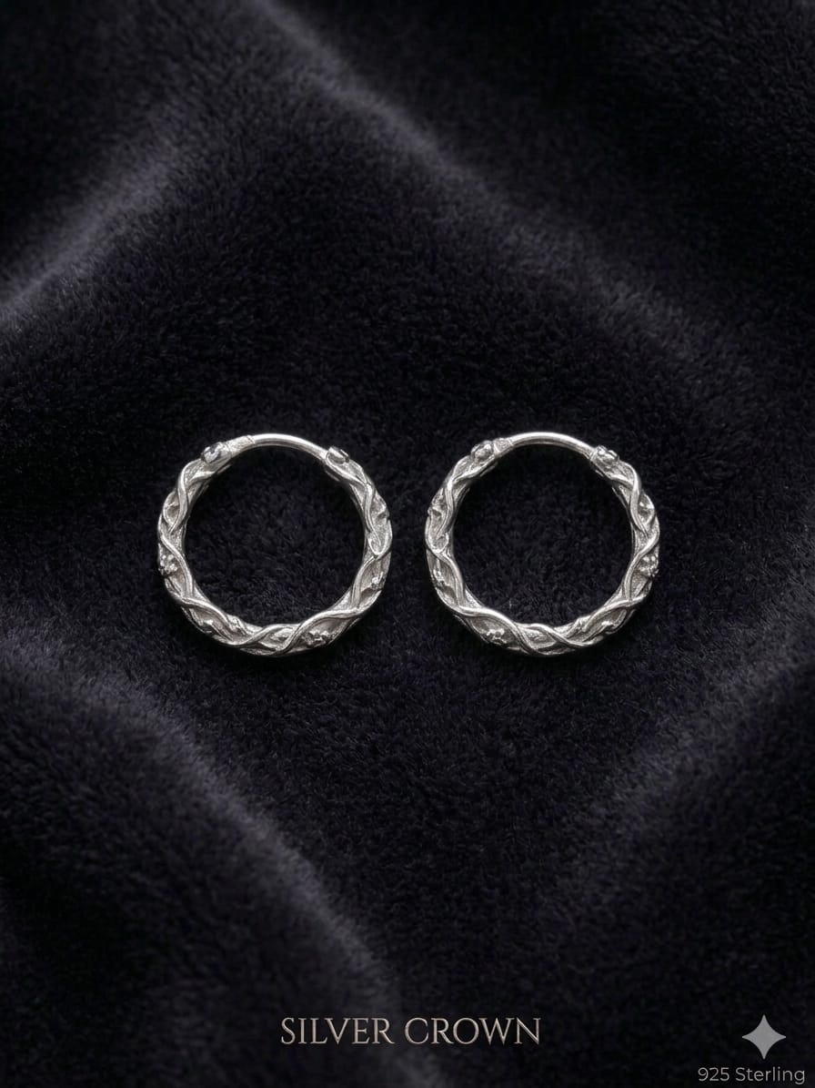 Sparkle Cut 925 Sterling Silver Hoop Earrings