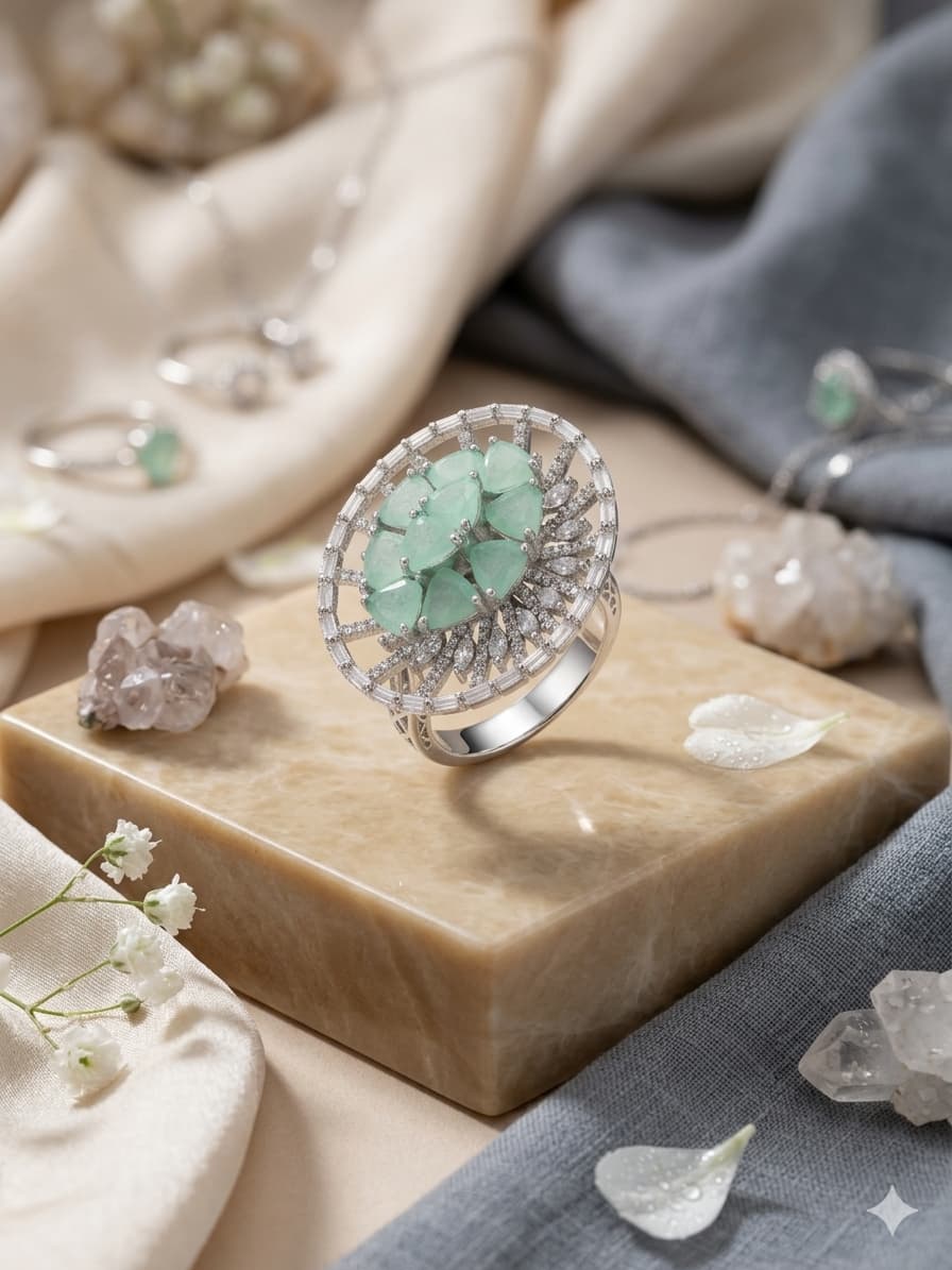 "Floral Elegance 925 Silver Ring"