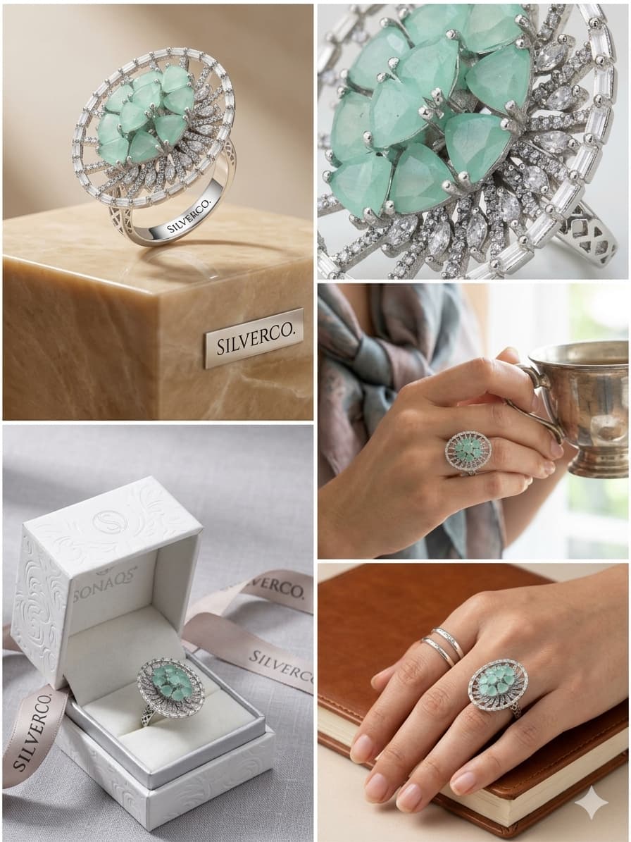 "Floral Elegance 925 Silver Ring"