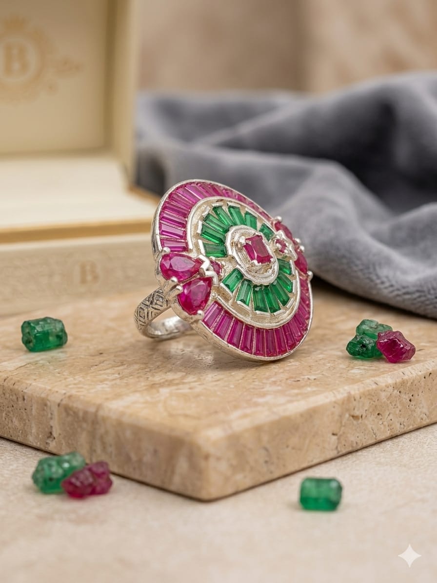 "Regal Bloom  Silver Ring"