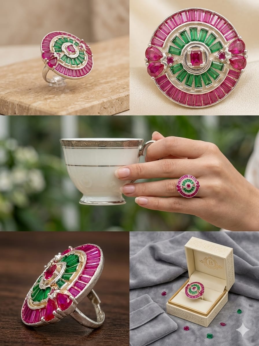 "Regal Bloom  Silver Ring"