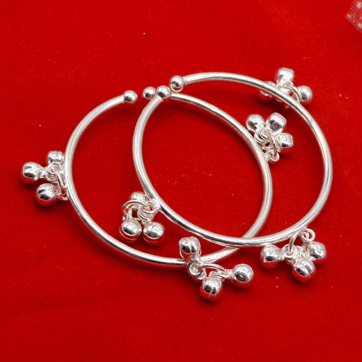 Silver Baby Bangles with Ghungroo
