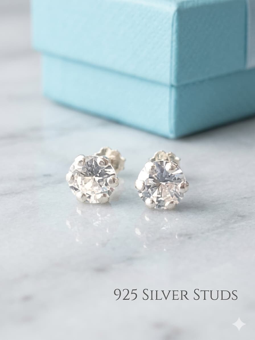 Classic Brilliant Zircon Solitaire Studs in 925 Sterling Silver