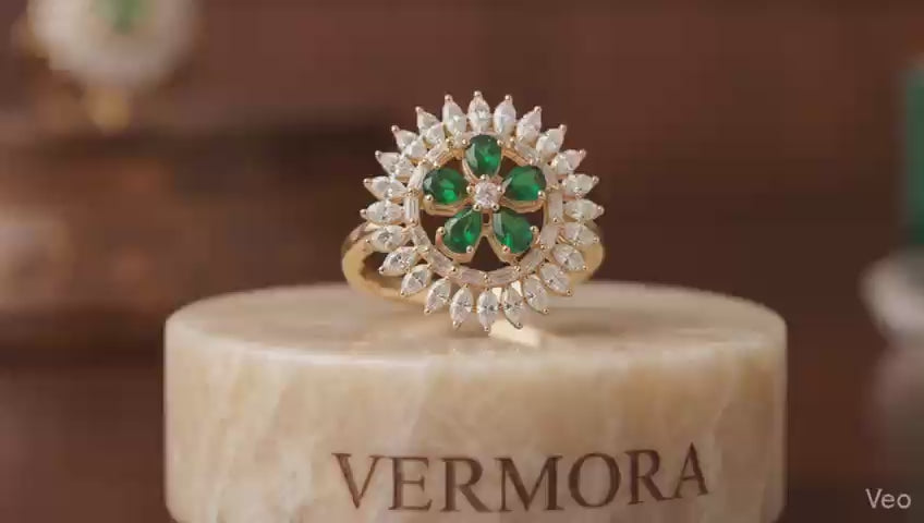 "Green Aura  Silver Ring"